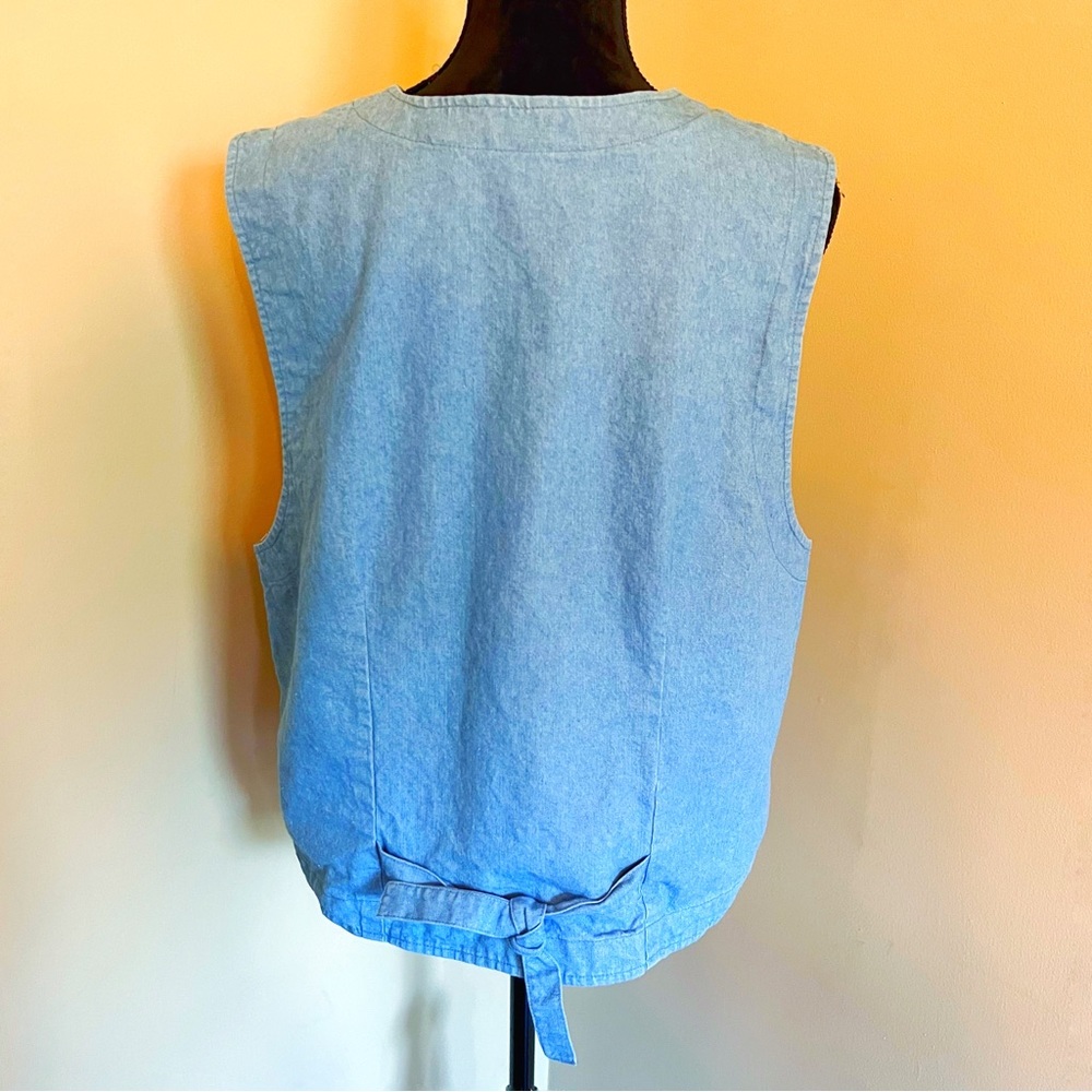 Vintage ORVIS Size XL Denim Tapestry Coastal Scene Vest - Picture 5 of 9